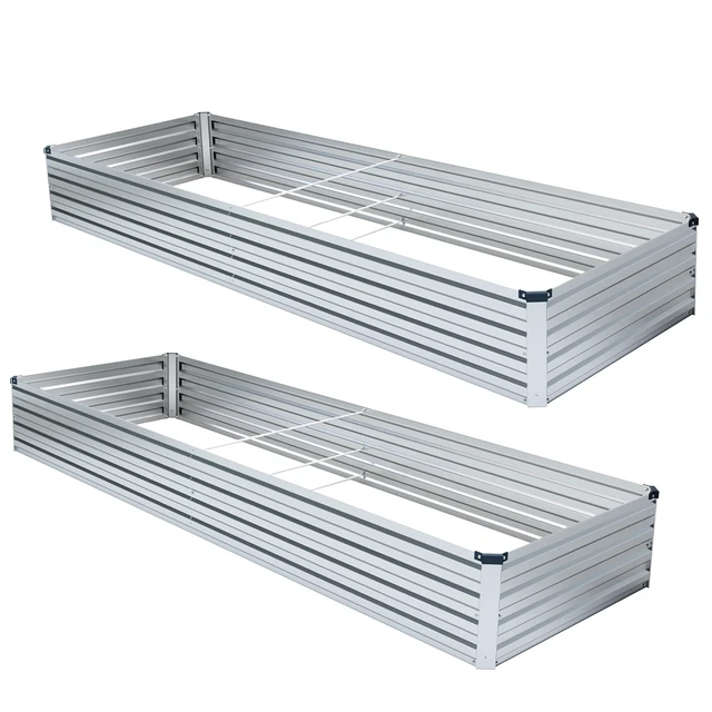 Alt view image 5 of 5 - 2 Pack 4x2x1FT Galvanized Raised Garden Beds Kit Outdoor Metal Gardening Planter Box for Vegetable Elevated Flower Herbs,Silver