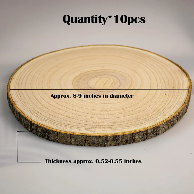 Alt view image 3 of 7 - 10 pcs Large Unfinished Wood Slices for Centerpieces 8-9 inches Wood Rounds for Tables Decor Rustic Wood Circles for DIY Crafts and Wedding Decor Round Wooden Discs for Ornaments