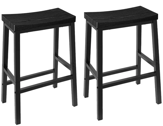 Main image of HOOBRO Bar Stools, Set of 2 Bar Chairs, 23.6 Inch Saddle Stools, Kitchen Counter Stools with Footrests, Industrial for Dining Room, Kitchen, Counter, Black BB02MD01