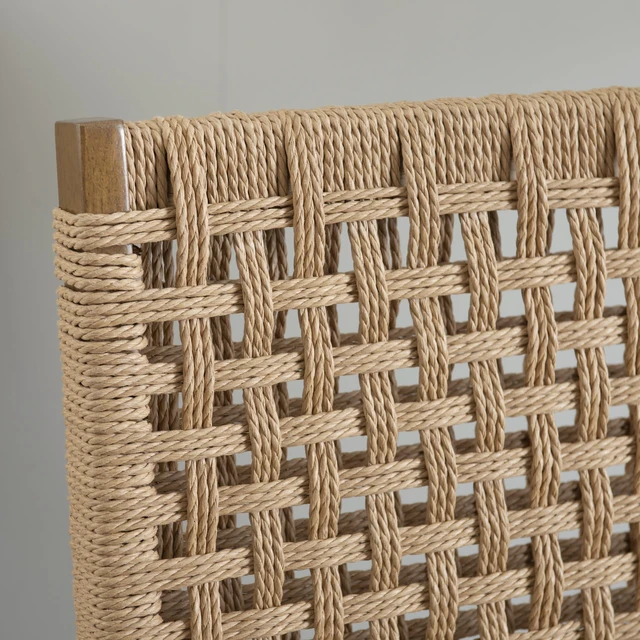 Alt view image 6 of 7 - Bennett Natural Folding Chair with Woven Rope Back and Linen Upholstered Seat Set of 2