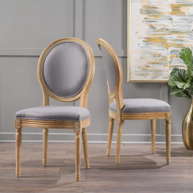 Alt view image 2 of 7 - Knight Home Phinnaeus Fabric Dining Chairs, 2-Pcs Set, Light Grey
