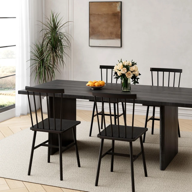 Alt view image 7 of 7 - Black Windsor Dining Chairs Set of 4, Upgraded Modern Rustic Wood Chair