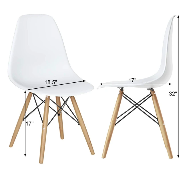 Alt view image 5 of 7 - Dining Chairs Set of 2 White, Pre Assembled Dining Room Chairs
Mid Century Modern Kitchen Chairs with Wood Legs, Armless Plastic Dining Side Chair for Kitchen, Living Room