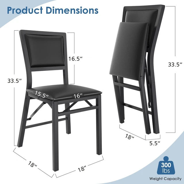 Alt view image 2 of 7 - Folding Dining Chairs Set of 4, Metal Padded Foldable Seating with Comfortable Faux Leather, Space-Saving Portable Guest Seats for Kitchen & Office, No Assembly, Black