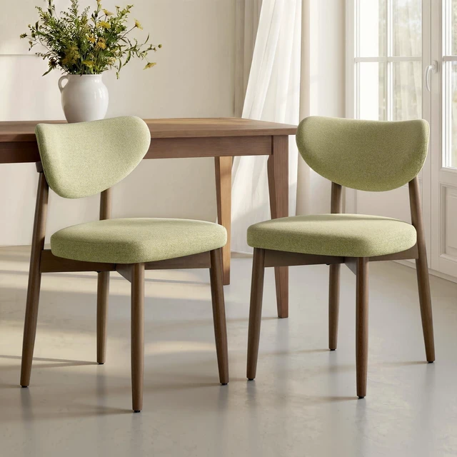 Main image of Wooden Dining Chairs Set of 2, Upholstered Kitchen Chairs
Solid Wood Legs, Ergonomic Curved Backrest, Built-in Handle, Mid Century Modern, for Kitchen Dining Vanity, Sage Green