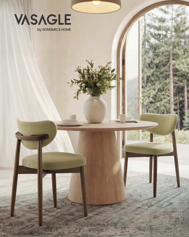 Alt view image 2 of 7 - Wooden Dining Chairs Set of 2, Upholstered Kitchen Chairs
Solid Wood Legs, Ergonomic Curved Backrest, Built-in Handle, Mid Century Modern, for Kitchen Dining Vanity, Sage Green