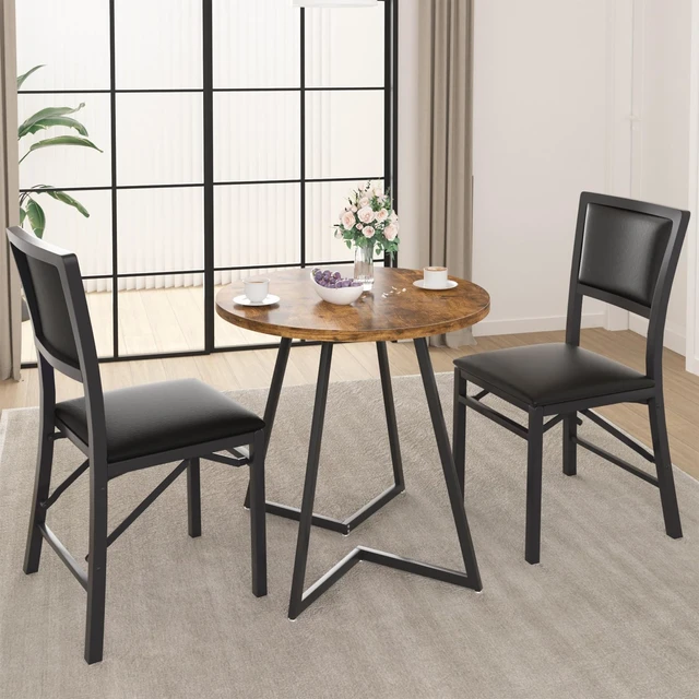 Alt view image 6 of 7 - Folding Dining Chairs Set of 4, Metal Padded Foldable Seating with Comfortable Faux Leather, Space-Saving Portable Guest Seats for Kitchen & Office, No Assembly, Black