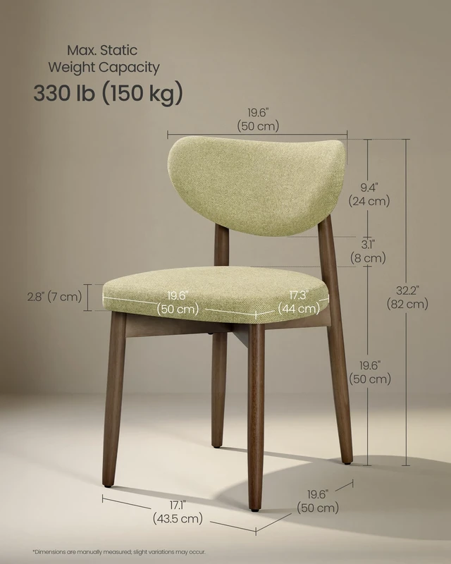 Alt view image 6 of 7 - Wooden Dining Chairs Set of 2, Upholstered Kitchen Chairs
Solid Wood Legs, Ergonomic Curved Backrest, Built-in Handle, Mid Century Modern, for Kitchen Dining Vanity, Sage Green