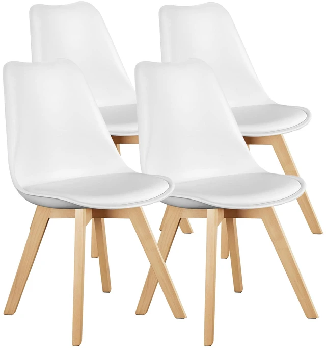 Main image of Dining Chairs Set of 4, PU Leather Accent Chairs for Living Room
Upholstered Kitchen Side Chair, Curved Backrest, Wood Legs, Armless, Mid Century Modern, Outdoor Patio, Bedroom, White