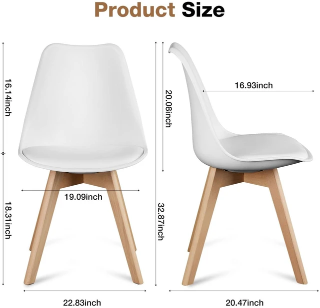 Alt view image 2 of 7 - Dining Chairs Set of 4, PU Leather Accent Chairs for Living Room
Upholstered Kitchen Side Chair, Curved Backrest, Wood Legs, Armless, Mid Century Modern, Outdoor Patio, Bedroom, White