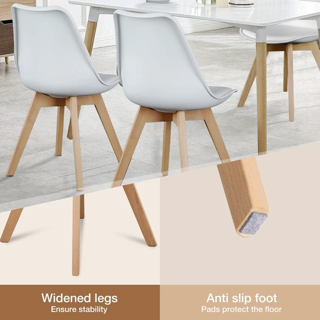 Alt view image 4 of 7 - Dining Chairs Set of 4, PU Leather Accent Chairs for Living Room
Upholstered Kitchen Side Chair, Curved Backrest, Wood Legs, Armless, Mid Century Modern, Outdoor Patio, Bedroom, White