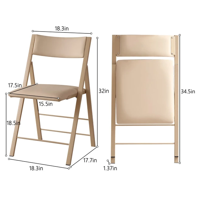 Alt view image 3 of 7 - Folding Chairs 2 Pack, 450Lbs Steel Frame Foldable Dining Chairs, Wood
1.37" Folded, Waterproof Rustproof Indoor Outdoor Padded Folding Chairs for Small Space, Dining Room, Conference Rooms, Event