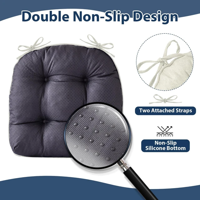 Alt view image 4 of 7 - Chair Cushions for Dining Chairs, 15.5" x 15.5" x 4", Beige
Set of 4, Tufted Foam, Non Slip, With Ties,Washable,Seat Cushions for Indoor&Kitchen&Dining Room