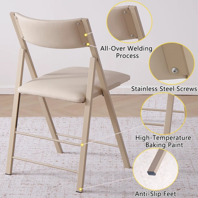 Alt view image 4 of 7 - Folding Chairs 2 Pack, 450Lbs Steel Frame Foldable Dining Chairs, Wood
1.37" Folded, Waterproof Rustproof Indoor Outdoor Padded Folding Chairs for Small Space, Dining Room, Conference Rooms, Event