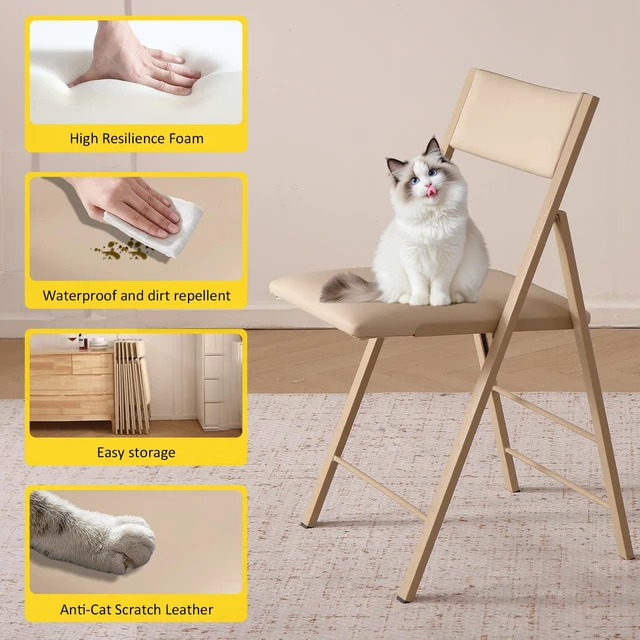 Alt view image 5 of 7 - Folding Chairs 2 Pack, 450Lbs Steel Frame Foldable Dining Chairs, Wood
1.37" Folded, Waterproof Rustproof Indoor Outdoor Padded Folding Chairs for Small Space, Dining Room, Conference Rooms, Event