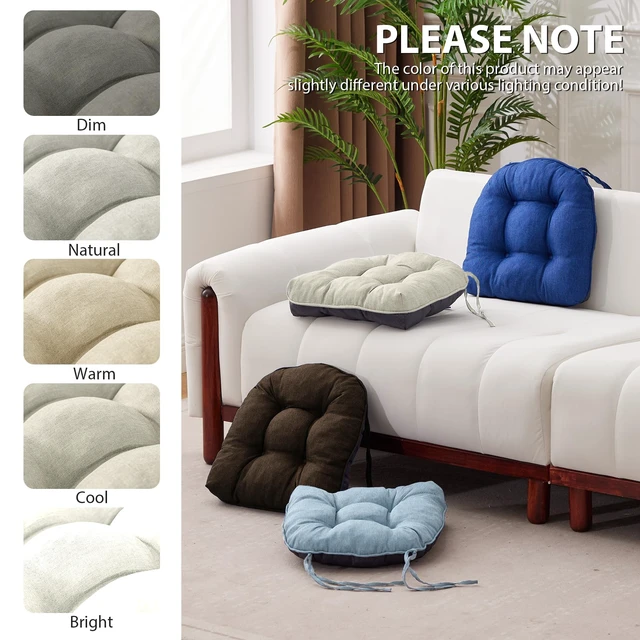 Alt view image 7 of 7 - Chair Cushions for Dining Chairs, 15.5" x 15.5" x 4", Beige
Set of 4, Tufted Foam, Non Slip, With Ties,Washable,Seat Cushions for Indoor&Kitchen&Dining Room