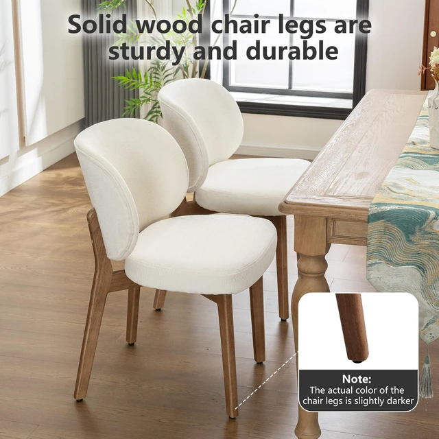 Alt view image 4 of 4 - Single Dining Chair Modern Kitchen Dining Room Chair Beige
Chenille Fabric Upholstered Armless Side Accent Chair with Back 20.1" Wide Padded Seat Wooden Legs for Living Room Bedroom