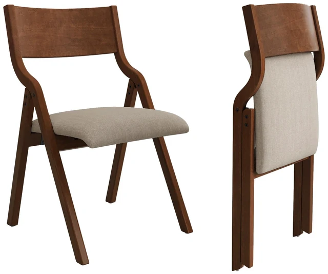 Main image of Cast Upholstered Folding Chairs Set of 2,with Padded Seat,Wooden Portable Dining Chairs W/Ergonomically Designed Back and Cushion,Easy Carry,No Need to Install,for Kitchen,Office,Walnut