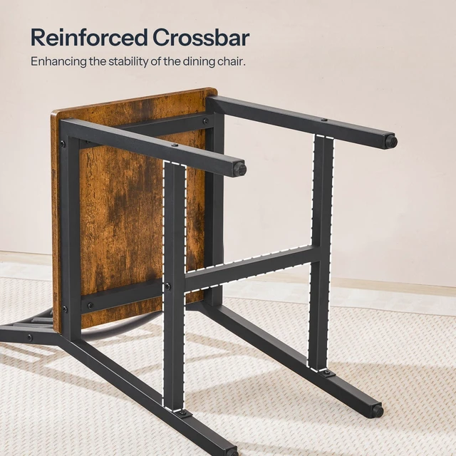 Alt view image 5 of 7 - Dining Chairs Set of 2, Wooden Kitchen Chairs with Metal Frame, Industrial Dining Chairs with Back, Easy to Assemble, Farmhouse Dining Chairs for Living Room, Rustic Brown and Black BF39CD01