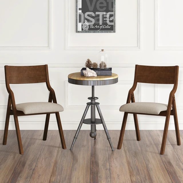 Alt view image 2 of 7 - Cast Upholstered Folding Chairs Set of 2,with Padded Seat,Wooden Portable Dining Chairs W/Ergonomically Designed Back and Cushion,Easy Carry,No Need to Install,for Kitchen,Office,Walnut