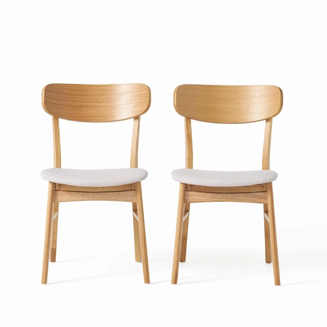 Main image of Home Lucious Fabric / Oak Finish Dining Chairs, 2-Pcs Set, Light Beige