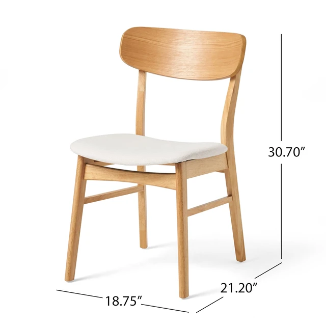 Alt view image 2 of 7 - Home Lucious Fabric / Oak Finish Dining Chairs, 2-Pcs Set, Light Beige