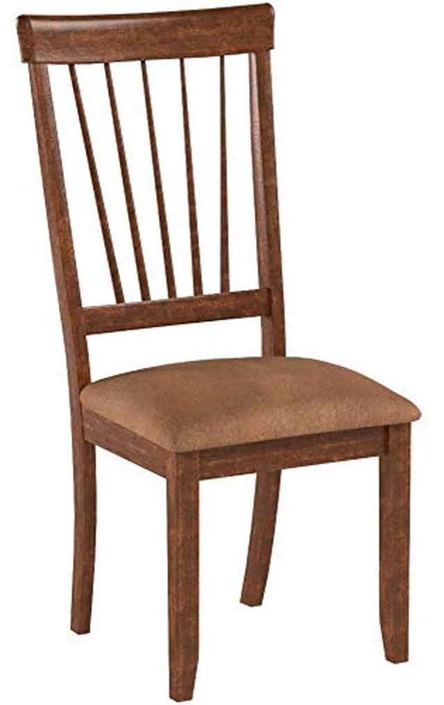 Alt view image 2 of 7 - Design by Ashley Berringer Wood Dining Chairs Set of 2, Brown
Rustic brown finish, Cushioned microfiber seat, Spindle back, 250 lb capacity, Spot clean fabric