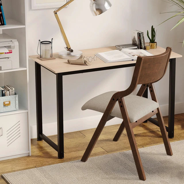 Alt view image 4 of 7 - Cast Upholstered Folding Chairs Set of 2,with Padded Seat,Wooden Portable Dining Chairs W/Ergonomically Designed Back and Cushion,Easy Carry,No Need to Install,for Kitchen,Office,Walnut