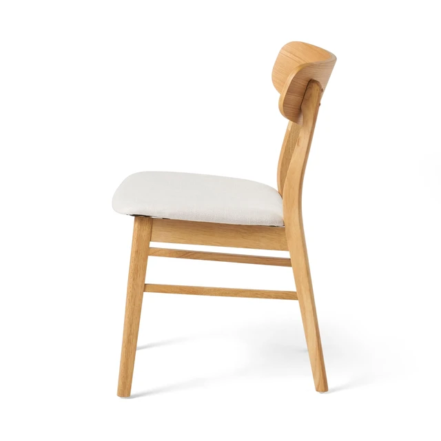 Alt view image 4 of 7 - Home Lucious Fabric / Oak Finish Dining Chairs, 2-Pcs Set, Light Beige