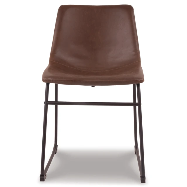 Alt view image 3 of 7 - Design by Ashley Centiar Mid-Century Dining Chair Set of 2, Brown
Contoured faux leather bucket seats, Matte black tubular metal base, Optimized for compact kitchen and eat-in spaces