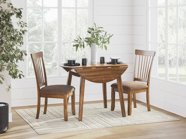 Alt view image 7 of 7 - Design by Ashley Berringer Wood Dining Chairs Set of 2, Brown
Rustic brown finish, Cushioned microfiber seat, Spindle back, 250 lb capacity, Spot clean fabric