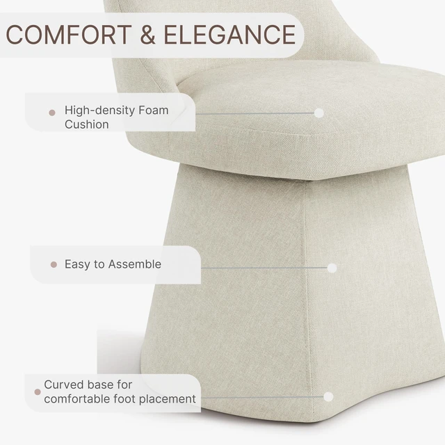 Alt view image 2 of 7 - Swivel Dining Chairs Set of 1, Upholstered Mid Century Modern Deskchair with High Back, Linen Fabric Kitchen Chairs for Dining Room, Bedroom, Dressing Room, Linen