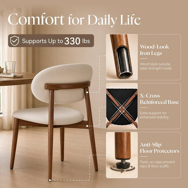 Alt view image 3 of 7 - Dining Chairs Set of 2, Modern Metal Kitchen Side Chairs with Ergonomic Curved Backrest, Perfect for Dining Room Living Room Cafe, Light Gray