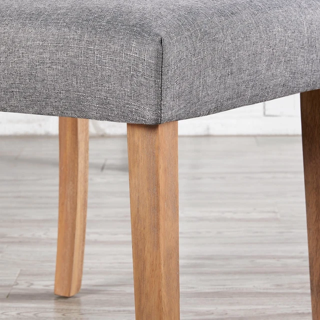 Alt view image 7 of 7 - Dining Chairs Set of 2 Modern Upholstered Parson Chairs Dark Gray
Button Tufted High Back Dining Room Chairs with Fabric Padded Seat, Solid Wood Legs, Armless Design for Kitchen Living Room