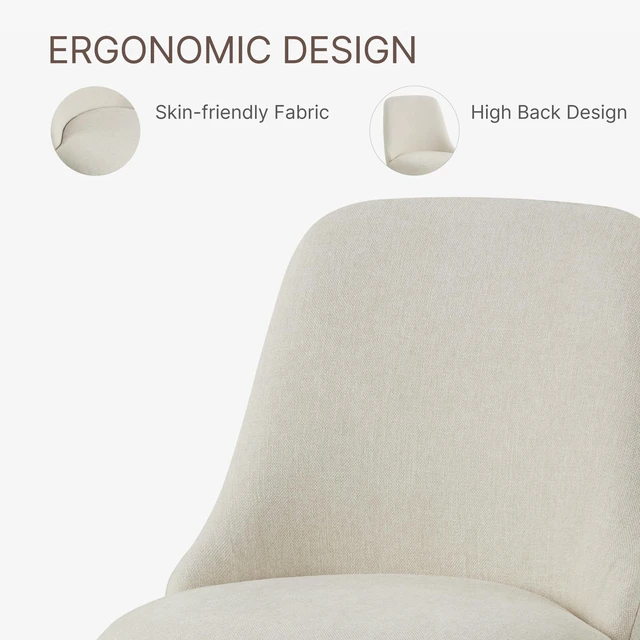 Alt view image 4 of 7 - Swivel Dining Chairs Set of 1, Upholstered Mid Century Modern Deskchair with High Back, Linen Fabric Kitchen Chairs for Dining Room, Bedroom, Dressing Room, Linen