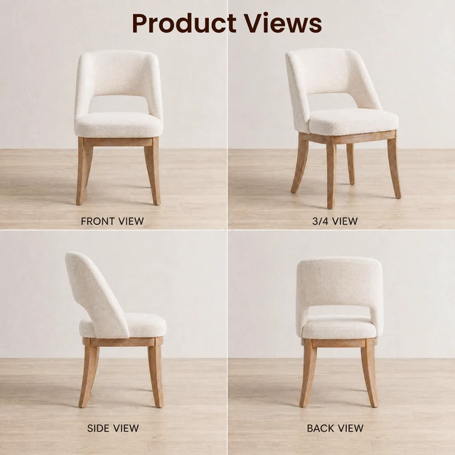 Alt view image 6 of 7 - Dining Chairs Set of 2, Mid-Century Modern Upholstered Fabric Dining Room Chairs with Sculpted Cutout Back, Solid Rubberwood Legs, 28D High-Resilience Foam Kitchen Side Chairs