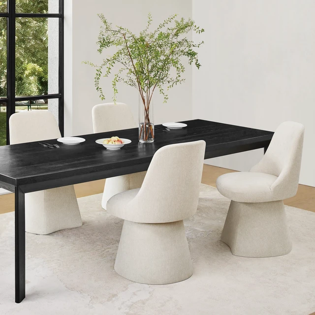 Alt view image 6 of 7 - Swivel Dining Chairs Set of 1, Upholstered Mid Century Modern Deskchair with High Back, Linen Fabric Kitchen Chairs for Dining Room, Bedroom, Dressing Room, Linen