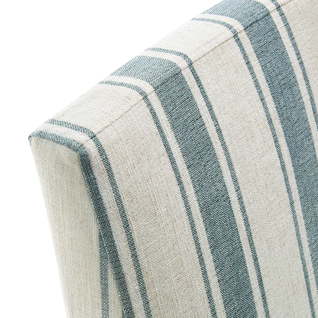 Alt view image 7 of 7 - Tessera Upholstered Parsons Dining Room Chair with Removable Blue Stripe Striped Slipcover Modern Linen-Like Slipcovered Dining Side Chair with Rolling Casters