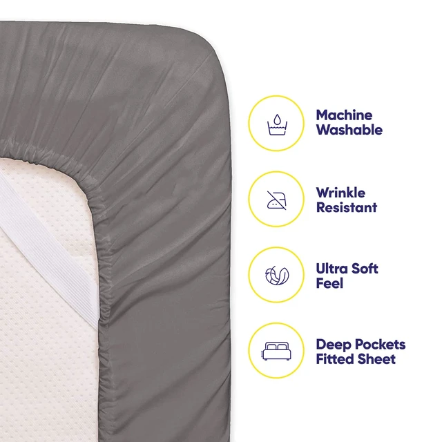 Alt view image 3 of 7 - Queen Size Grey - 6 Piece 1500 Supreme Collection Fine Brushed Microfiber Deep Pocket Queen Sheet Set Bedding - 2 EXTRA PILLOW CASES, GREAT VALUE - Queen, Gray