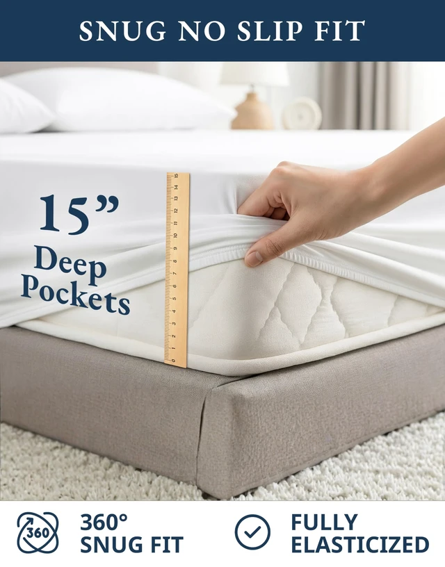 Alt view image 4 of 7 - Queen Sheets 100% Organic Cotton 4pc Percale Cooling - White
Queen Sheet Set, GOTS Certified Organic Cotton Percale - Crisp, Cool & Breathable, For Hot Sleepers, All-Season Comfort