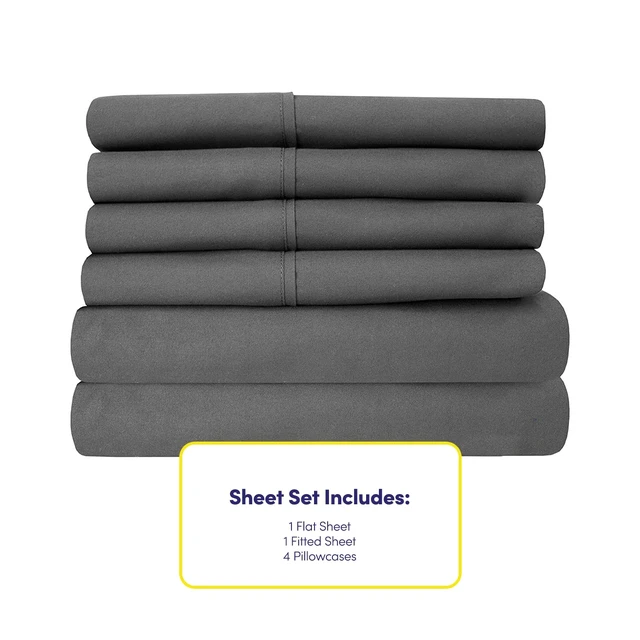 Alt view image 4 of 7 - Queen Size Grey - 6 Piece 1500 Supreme Collection Fine Brushed Microfiber Deep Pocket Queen Sheet Set Bedding - 2 EXTRA PILLOW CASES, GREAT VALUE - Queen, Gray