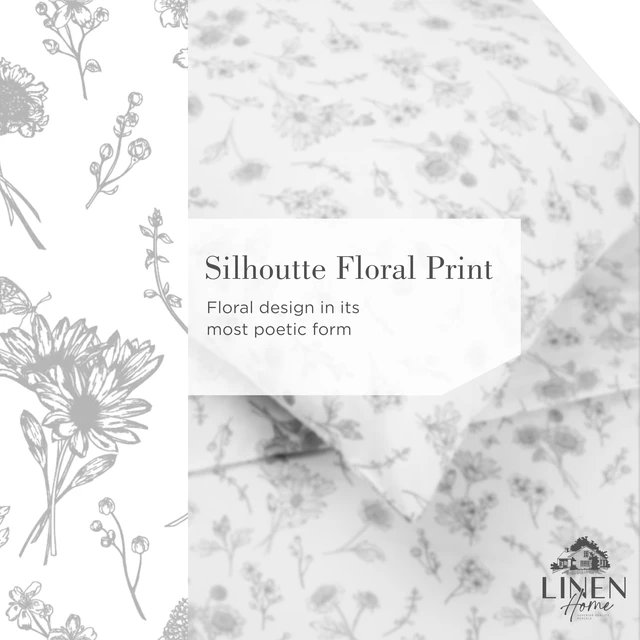 Alt view image 4 of 7 - 100% Cotton Printed Percale Sheet Set King Size, Grey Botanical
4 Piece Deep Pocket Floral Bedding, Crisp Cool & Breathable, Fade-Resistant Design, Hotel Luxury, Long-Staple Combed Cotton