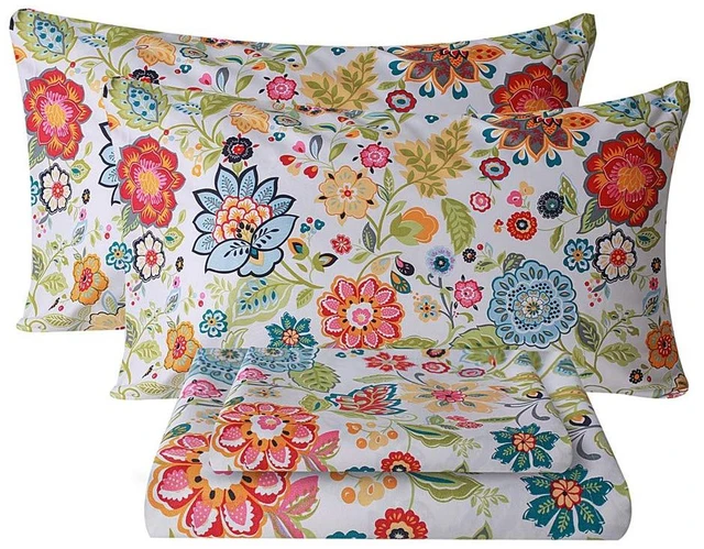 Main image of Floral Pattern Bed Sheet Set Queen Size, 16" Deep Pocket 4PCS
Ultra Soft Microfiber, Breathable & Silky, OEKO-TEX Certified, Easy-Care Machine Washable, 4PCS, All-Season Spring Bedding