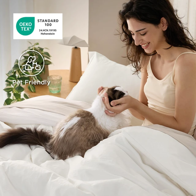 Alt view image 4 of 7 - Prewashed Duvet Cover Queen with Fitted Sheet, 4-Piece Set, White
15-Inch Deep Pocket, Ultra Soft, Relaxed Texture, Breathable, Zipper Closure, 8 Corner Ties, Easy Care, Year-Round Use