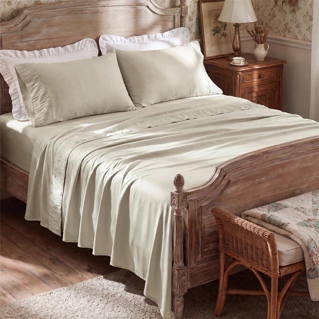 Alt view image 7 of 7 - California King Sheet Sets - 4 Pieces Soft, Breathable, Cooling
Hotel Luxury Bedding, Oeko-Tex , Easy Care, Deep Pocket, Fade Resistant, Shrink Resistant, Sturdiness, Emboss Design