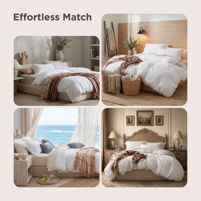 Alt view image 6 of 7 - Prewashed Duvet Cover Queen with Fitted Sheet, 4-Piece Set, White
15-Inch Deep Pocket, Ultra Soft, Relaxed Texture, Breathable, Zipper Closure, 8 Corner Ties, Easy Care, Year-Round Use