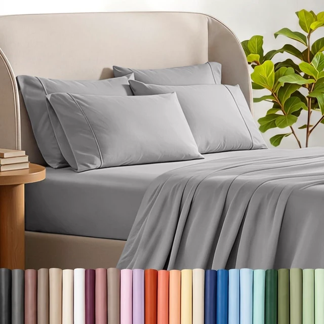 Main image of Bare Home Sheet Set 1800 Ultra-Soft with 4 Pillowcases (Queen, Light Grey)
6 Piece Set, Deep Pockets 6 to 15 Inches, 1800 Ultra-Soft, Double Brushed, Hotel Luxury