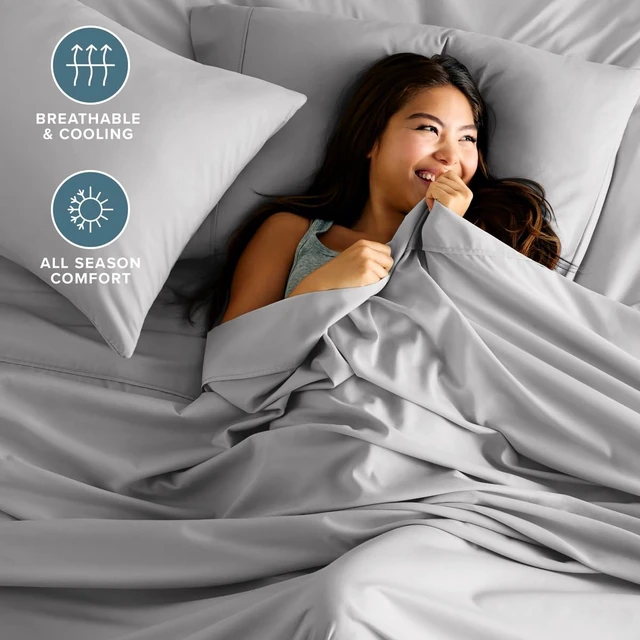 Alt view image 2 of 7 - Bare Home Sheet Set 1800 Ultra-Soft with 4 Pillowcases (Queen, Light Grey)
6 Piece Set, Deep Pockets 6 to 15 Inches, 1800 Ultra-Soft, Double Brushed, Hotel Luxury