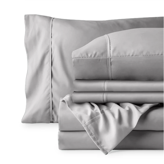 Alt view image 6 of 7 - Bare Home Sheet Set 1800 Ultra-Soft with 4 Pillowcases (Queen, Light Grey)
6 Piece Set, Deep Pockets 6 to 15 Inches, 1800 Ultra-Soft, Double Brushed, Hotel Luxury