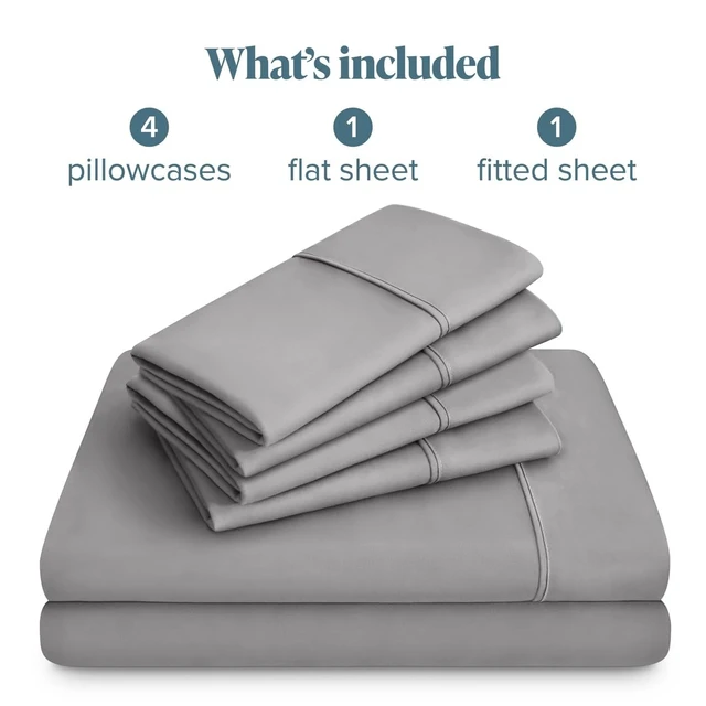 Alt view image 7 of 7 - Bare Home Sheet Set 1800 Ultra-Soft with 4 Pillowcases (Queen, Light Grey)
6 Piece Set, Deep Pockets 6 to 15 Inches, 1800 Ultra-Soft, Double Brushed, Hotel Luxury